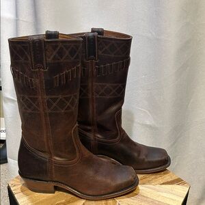 Elegant Brown Leather Combat Boots